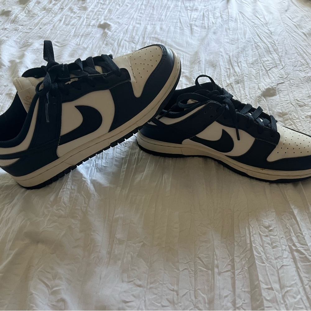 Women’s Nike Dunks - Navy Blue and White Sneakers